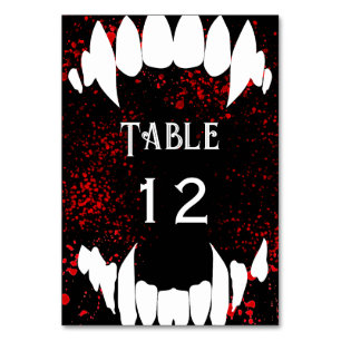 Victorian Gothic Blood Spatter Vampire Wedding Table Number