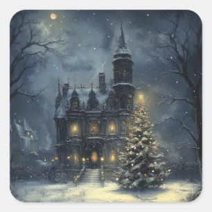 Victorian Gothic Christmas Square Sticker