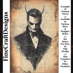 Victorian Gothic Devil With Red Eyes BB5 Decoupage Tissue Paper