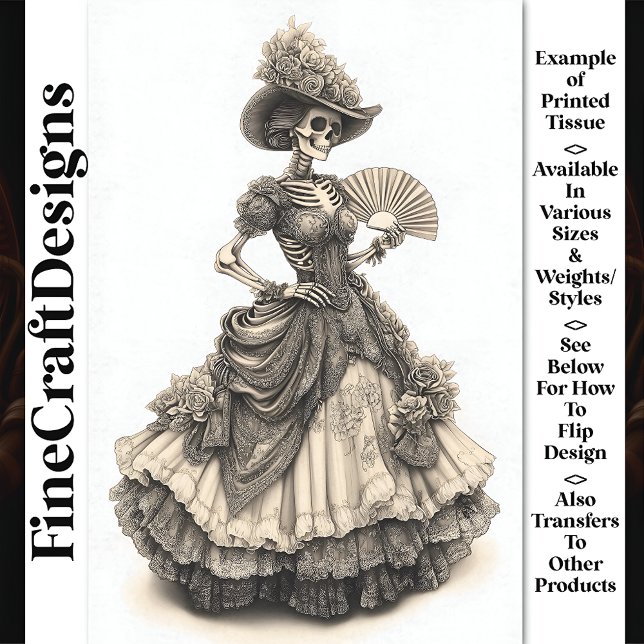 Victorian Gothic Dressed Skeleton AH9 Decoupage Tissue Paper (Creator Uploaded)
