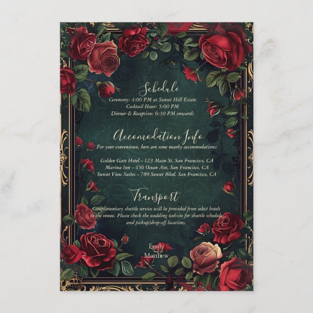 Victorian Gothic Elegance Wedding Enclosure Card (Front)