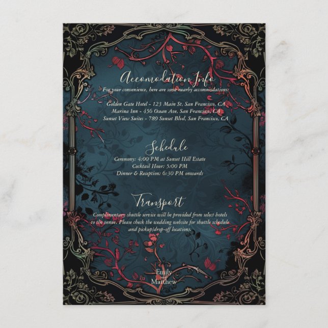 Victorian Gothic Elegance Wedding Enclosure Card (Front)