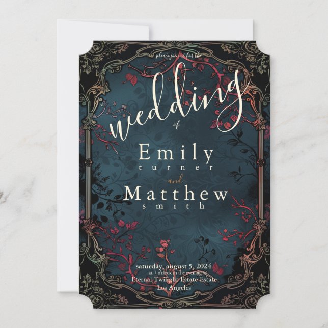 Victorian Gothic Elegance Wedding Invitation (Front)