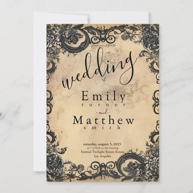 Victorian Gothic Elegance Wedding Invitation (Front)