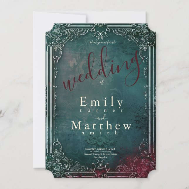 Victorian Gothic Elegance Wedding Invitation (Front)