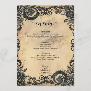 Victorian Gothic Elegance Wedding Menu