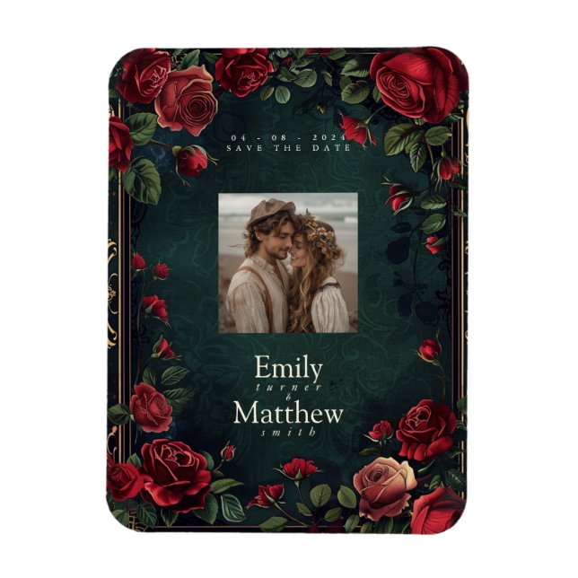 Victorian Gothic Elegance Wedding Save The Date Magnet (Vertical)