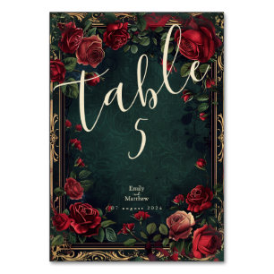 Victorian Gothic Elegance Wedding Table Number