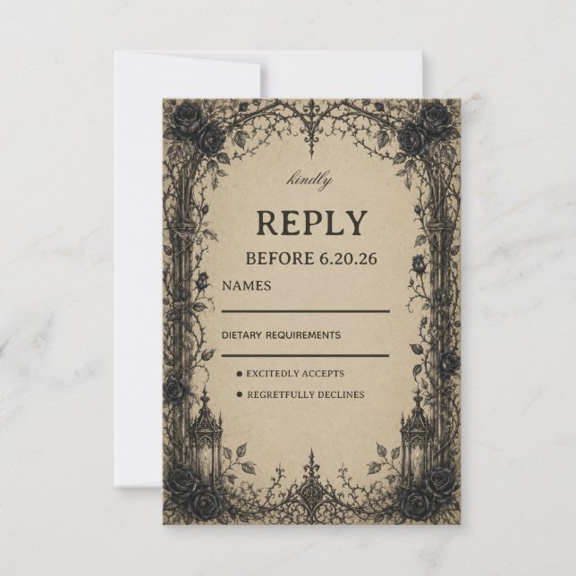 Victorian Gothic Elegant RSVP Card (Front)