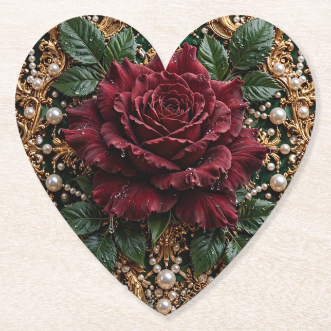 Victorian Gothic Floral Paper Coaster (Front)