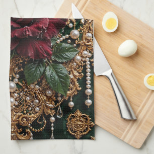 Victorian Gothic Floral Tea Towel