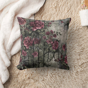 Victorian Gothic Garden Roses Pattern Cushion