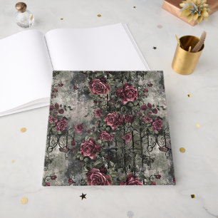 Victorian Gothic Garden Roses Pattern Guest Book