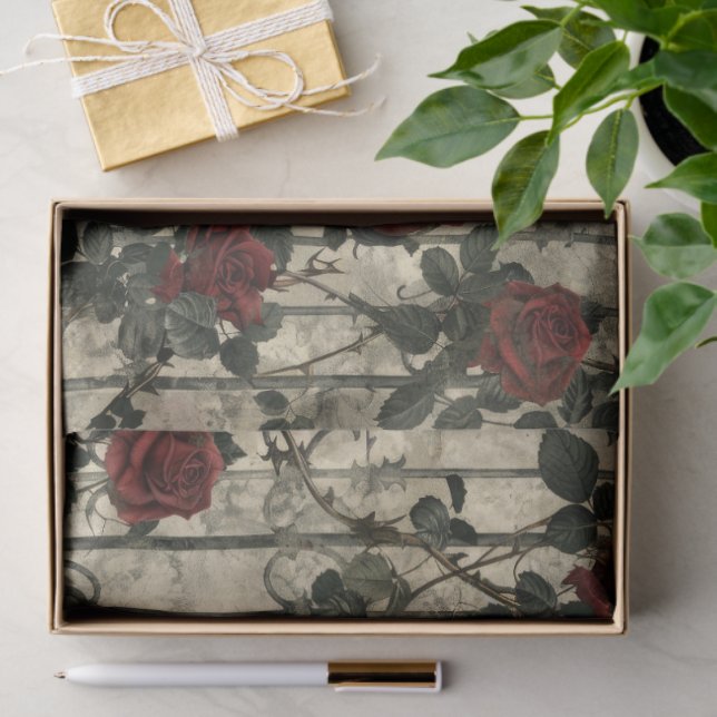 Victorian Gothic Garden Roses Pattern Tissue Paper (Gift)