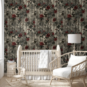 Victorian Gothic Garden Roses Pattern Wallpaper