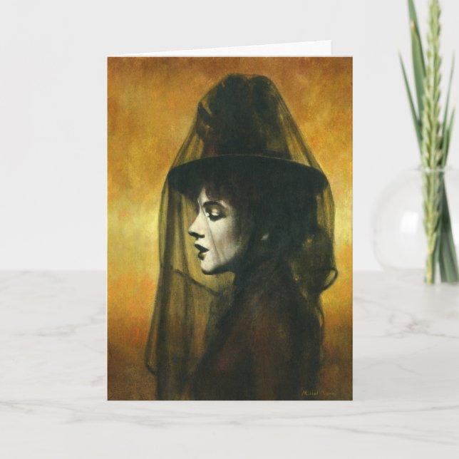 Victorian Gothic Girl In Veil Greetings Card (Front)