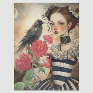 Victorian Gothic Girl & Raven Fantasy  Tissue Paper