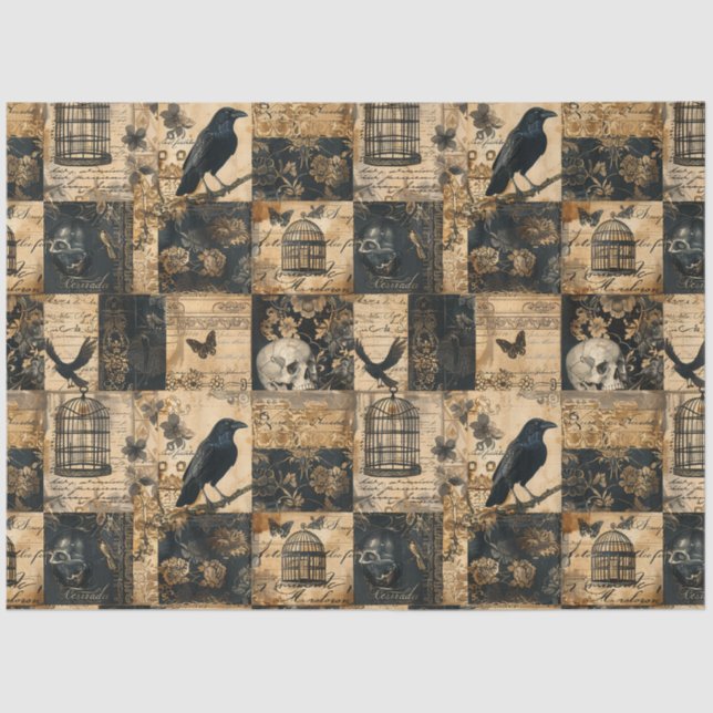 Victorian Gothic Halloween Patchwork Tissue Paper (Front)
