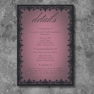 Victorian Gothic Iron Border Burgundy Wedding Enclosure Card