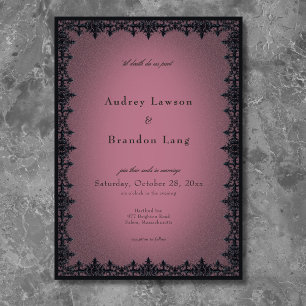 Victorian Gothic Iron Border Burgundy Wedding Invitation