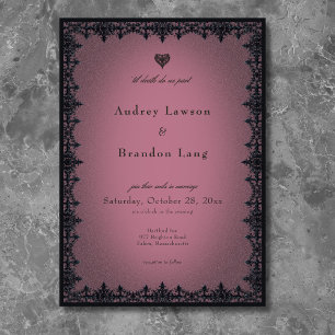 Victorian Gothic Iron Border Burgundy Wedding Invitation