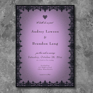 Victorian Gothic Iron Border Purple Wedding Invitation