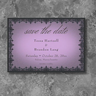 Victorian Gothic Iron Border Purple Wedding Save The Date