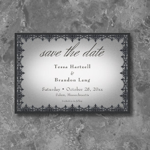 Victorian Gothic Iron Border White Wedding Save The Date
