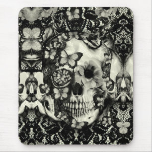 Victorian gothic lace skull pattern mouse mat