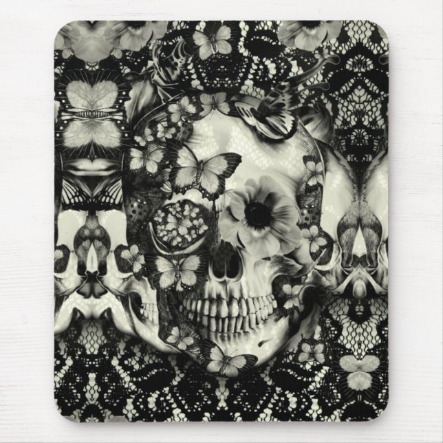 Victorian gothic lace skull pattern mouse mat (Front)
