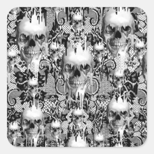 Victorian Gothic Lace skull pattern Square Sticker