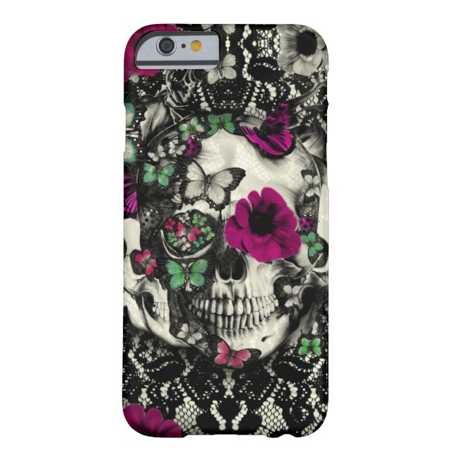 Victorian gothic lace skull with pink accents Case-Mate iPhone case (Back)