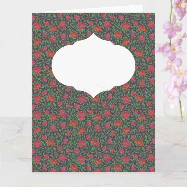 Victorian Gothic Perfect Red & Fuchsia Roses Card (Orchid)