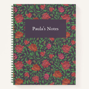 Victorian Gothic Perfect Red & Fuchsia Roses Notebook