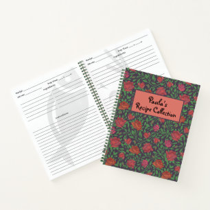 Victorian Gothic Perfect Red Fuchsia Roses Recipe Notebook