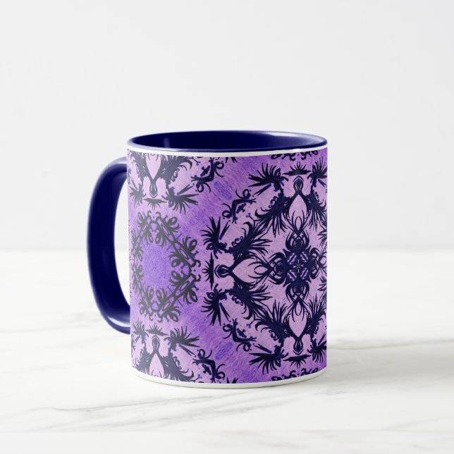 Victorian Gothic Purple and Dark Blue Mug (Front Left)