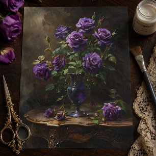 Victorian Gothic Purple Roses in Vintage Vase Tissue Paper