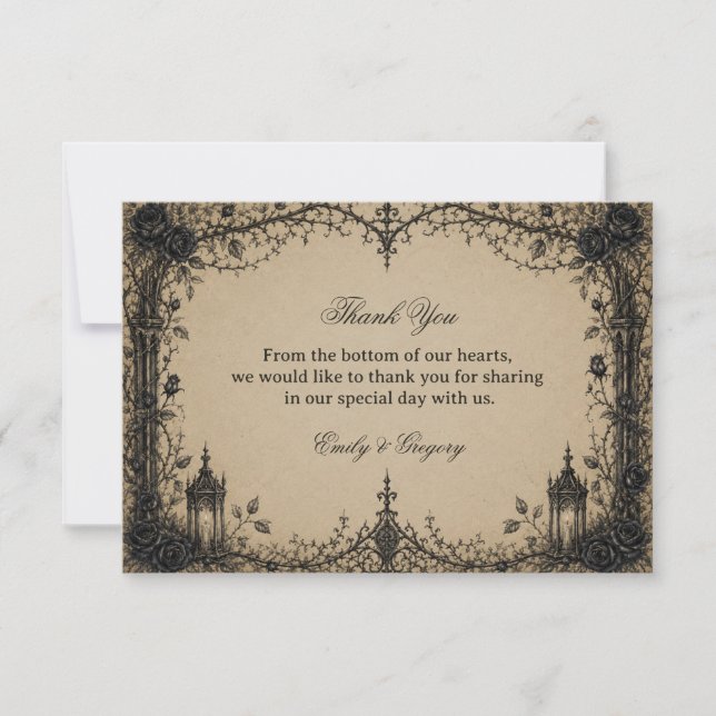 Victorian Gothic Rose Thank You Card (Front)