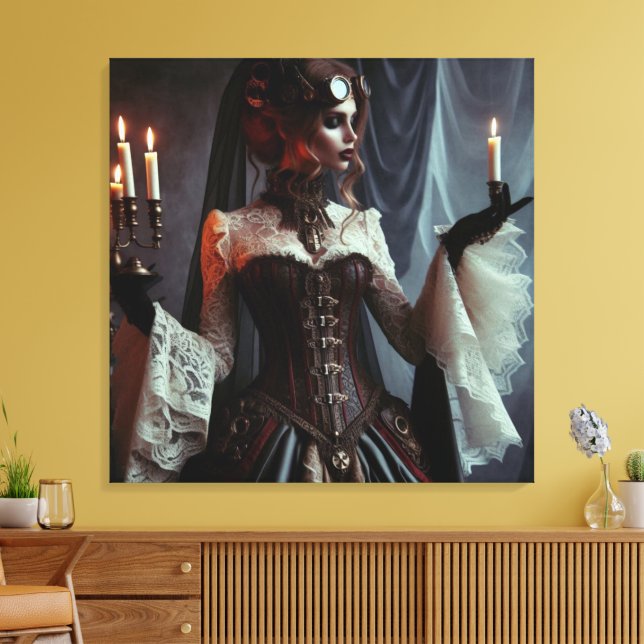 Victorian Gothic Steampunk Elegant Lady Canvas Print (Insitu(LivingRoom))