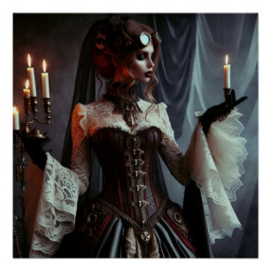 Victorian Gothic Steampunk Elegant Lady Poster