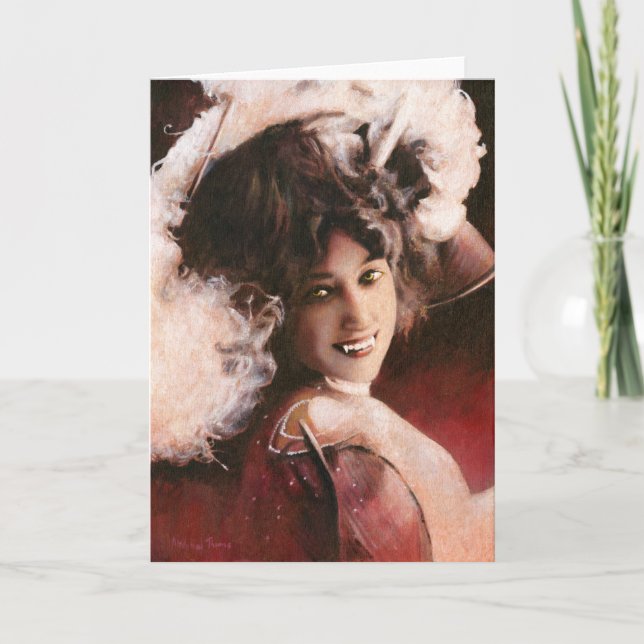 Victorian Gothic Vampire Lady Greetings Card (Front)