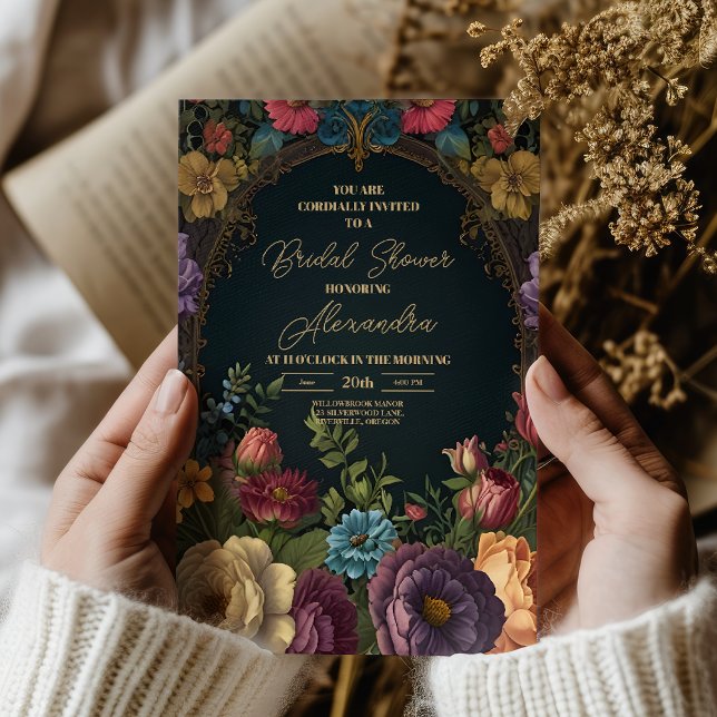 Victorian Gothic Vintage Floral Bridal Invitation (Creator Uploaded)
