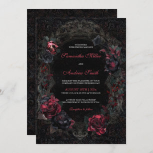 Victorian Gothic Wedding Invitations Black and Red