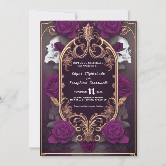 Victorian Gothic Wedding Invitations Halloween (Front)