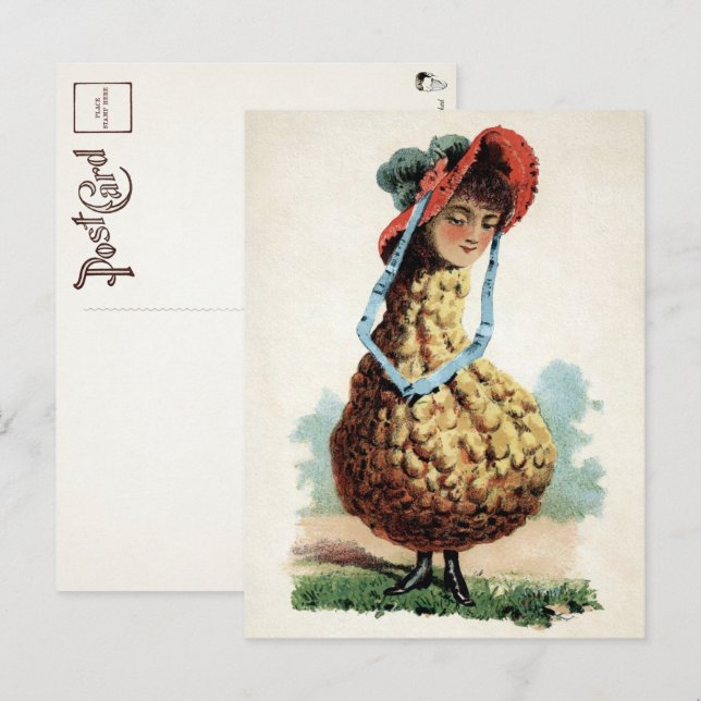 Victorian Gourd Girl Postcard  (Front/Back)