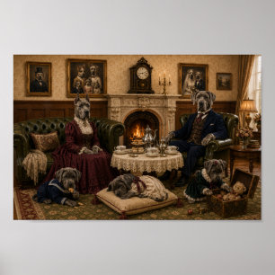 Victorian Great Dane Family Portrait   Elegant Dog Poster
