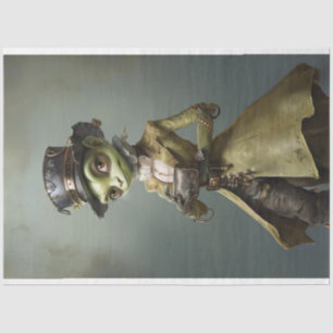 Victorian Green Cricket Decoupage  Tissue Paper