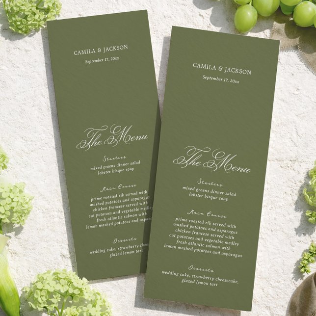 Victorian Green Wedding Menu Card (Creator Uploaded)
