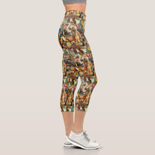 Victorian Greetings and Halloween Pumpkin Stickers Capri Leggings