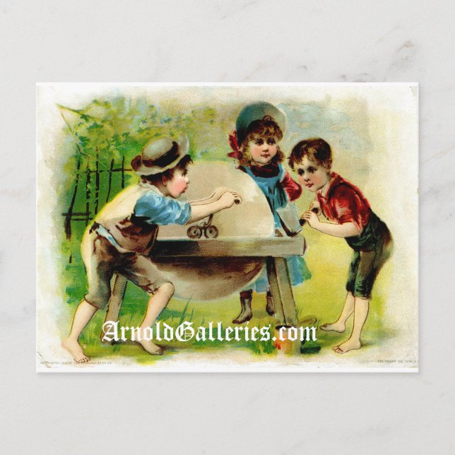 Victorian grinding wheel postcard (Front)